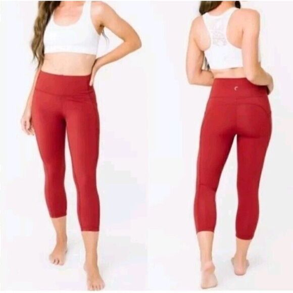 Zyia Active Ligh N Tight Pocket Red Leggings 20”  Size 4 - Picture 1 of 11